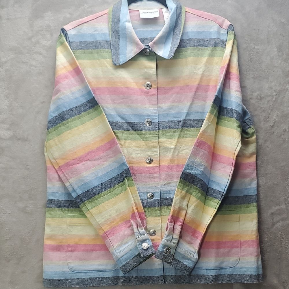 ALFRED DRUNNER | 12 WOMEN'S | JACKET BUTTON DOWN SHIRT in RAINBOW 19232 29961